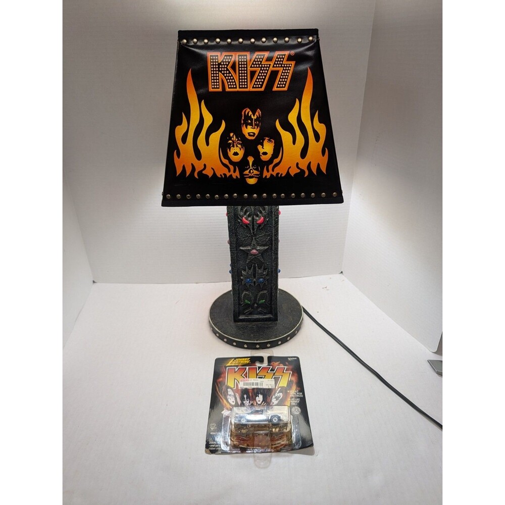 RARE Kiss Vintage Collectible Table Lamp Fire Flame Signature Collection 20"